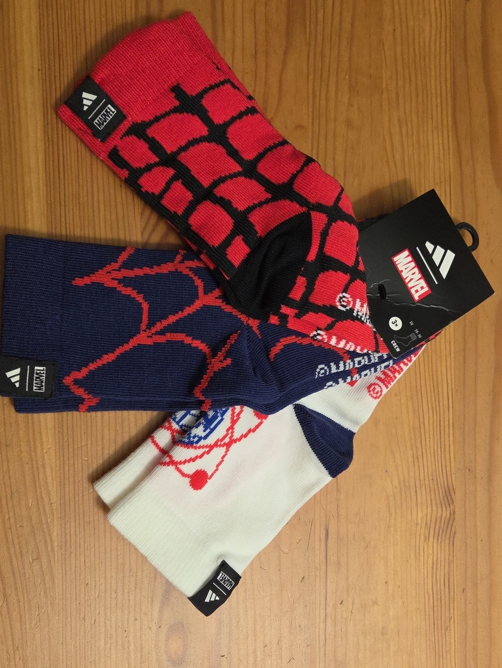 Marvel Spider-Man Crew Socks - Red, Navy & White Trio